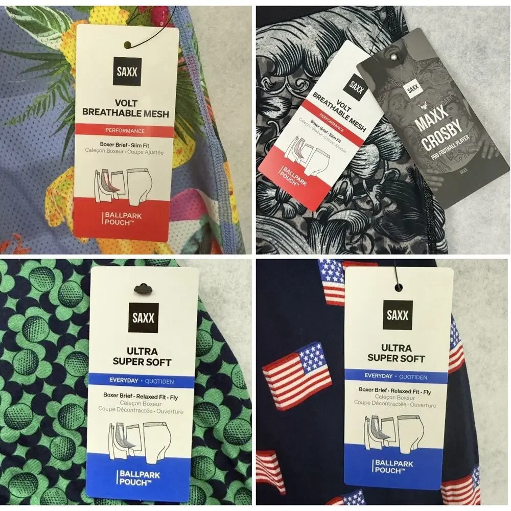 SAXX Boxer Briefs Mens Small 4 Pack Bundle BallPark Pouch NWT Performance NWT